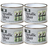 4X Metallic Silver Paint Tin 180ml Tin Paint